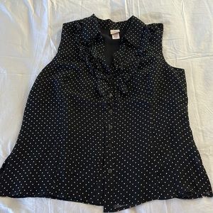 Black and white polka dot sleeveless blouse size Large